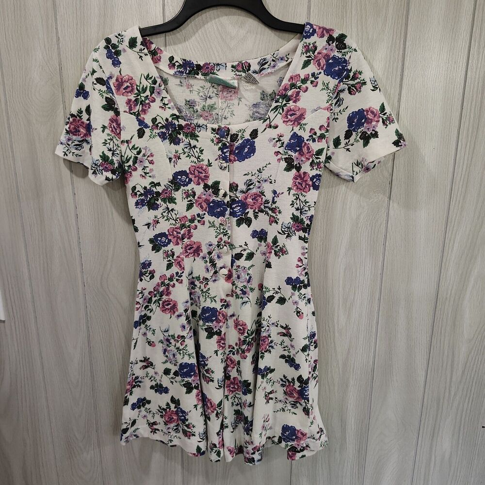 Vintage Center Aisle Women's Floral Top Babydoll Short Sleeve Size S